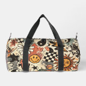 Retro 90s Psychedelic Doodle Pattern with Yin Yang Duffle Bag (Rückseite)
