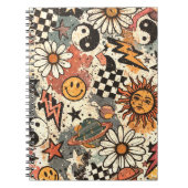 Retro 90s Psychedelic Doodle Pattern with Yin Yang Notizblock (Vorderseite)