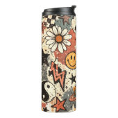 Retro 90s Psychedelic Doodle Pattern with Yin Yang Thermosbecher (Nach links gedreht)