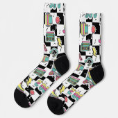 Retro 90s Roller Skate Pattern Socks  Socken (Linkes Detail)