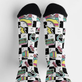 Retro 90s Roller Skate Pattern Socks  Socken (Oben)