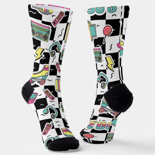 Retro 90s Roller Skate Pattern Socks  Socken (Gewinkelt)