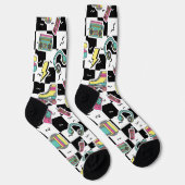 Retro 90s Roller Skate Pattern Socks  Socken (Rechts)