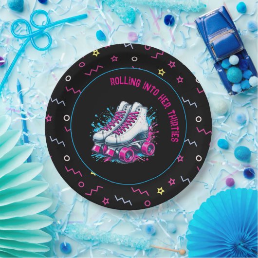 Retro 90s Roller Skating Party Pappteller (Party)