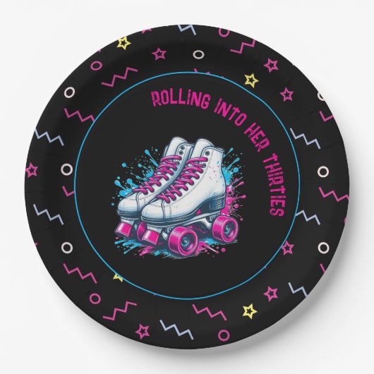 Retro 90s Roller Skating Party Pappteller (Vorderseite)