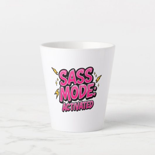Retro 90s "Sass Mode Activated" Milchtasse (Vorderseite)