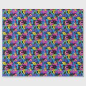 Retro 90s tiled pattern party  geschenkpapier (Flach)