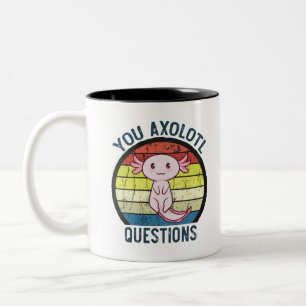 Retro 90s You Axolotl Questions Vintage Sunset Zweifarbige Tasse