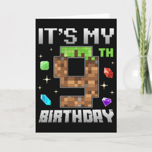 Retro 9. Geburtstag Junge Level 9 Videospieler Pix Karte