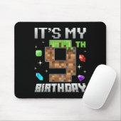 Retro 9th Birthday Boy Level 9 Video Gamer Pixel G Mousepad (Mit Mouse)