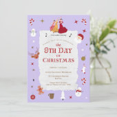 Retro 9th Day of Christmas Cute Mid-Century Xmas Einladung (Stehend Vorderseite)