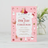 Retro 9th Day of Christmas Cute Mid-Century Xmas Einladung (Stehend Vorderseite)