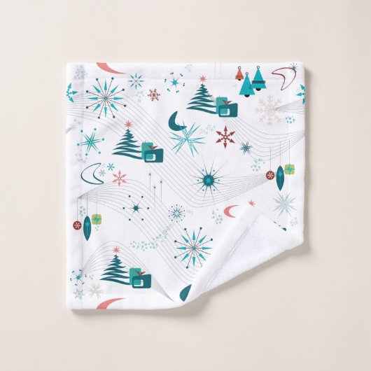 Retro A Go-Go Weihnachten Badhandtuch Set (Waschlappen)