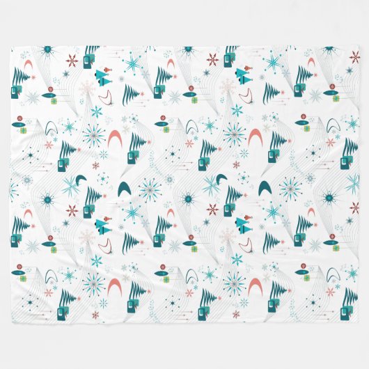 Retro A Go-Go Weihnachten Fleecedecke (Vorderseite (Horizontal))