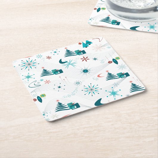 Retro A Go-Go Weihnachten Rechteckiger Pappuntersetzer (angewinkelt)