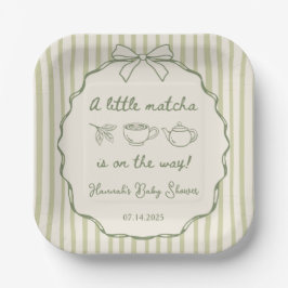 Retro A Little Matcha Tea Baby Dusche Pappteller