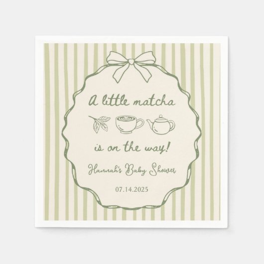 Retro A Little Matcha Tea Baby Dusche Serviette (Vorderseite)