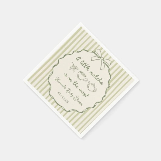 Retro A Little Matcha Tea Baby Dusche Serviette (Ecke)