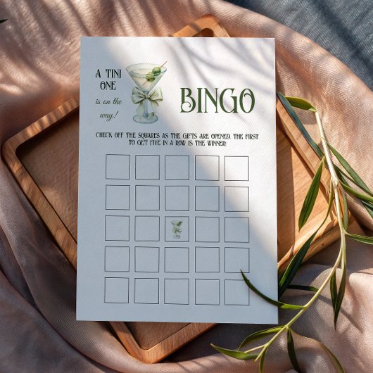 Retro A Tini One Martini Baby Shower Bingo Game Mitteilungskarte