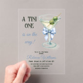 Retro A Tini One Martini Blue Bow Boy Baby Shower Acryleinladungen (Insitu (Handheld))