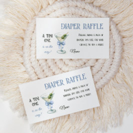 Retro A Tini One Martini Blue Bow Boy Baby Shower Begleitkarte