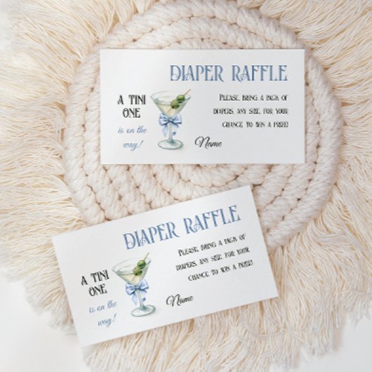 Retro A Tini One Martini Blue Bow Boy Baby Shower Begleitkarte
