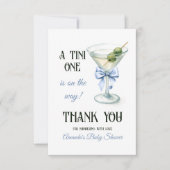 Retro A Tini One Martini Blue Bow Boy Baby Shower Dankeskarte (Vorderseite)