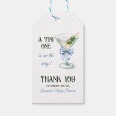 Retro A Tini One Martini Blue Bow Boy Baby Shower Geschenkanhänger (Vorderseite)