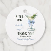 Retro A Tini One Martini Blue Bow Boy Baby Shower Geschenkanhänger (Vorderseite)