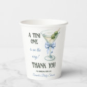 Retro A Tini One Martini Blue Bow Boy Baby Shower Pappbecher (Rückseite)