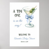 Retro A Tini One Martini Blue Bow Boy Baby Shower Poster (Vorne)