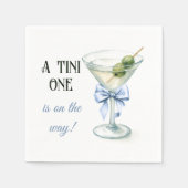 Retro A Tini One Martini Blue Bow Boy Baby Shower Serviette (Vorderseite)