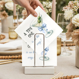 Retro A Tini One Martini Blue Bow Boy Baby Shower Serviette