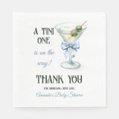 Retro A Tini One Martini Blue Bow Boy Baby Shower Serviette (Vorderseite)