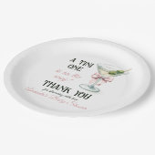 Retro A Tini One Martini Pink Bow Girl Baby Shower Pappteller (Schrägansicht)