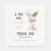 Retro A Tini One Martini Pink Bow Girl Baby Shower Serviette (Vorderseite)