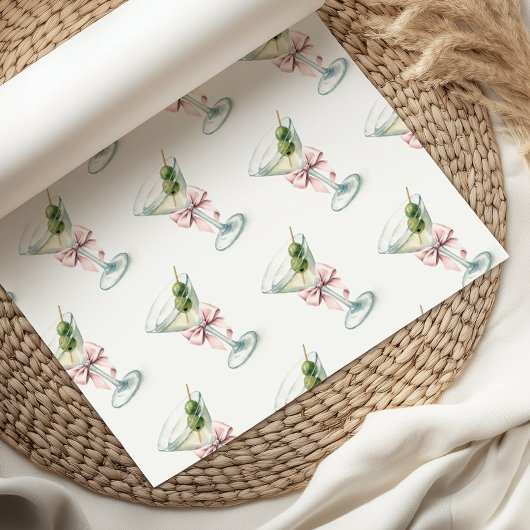Retro A Tini One Martini Rosa Schleife Mädchen Bab Geschenkpapier