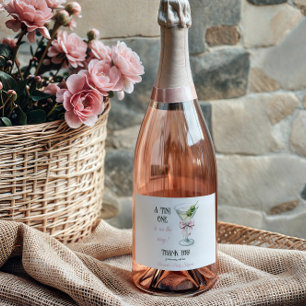 Retro A Tini One Martini Rosa Schleife Mädchen Bab Schaumweinetikett