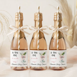 Retro A Tini One Martini Rosa Schleife Mädchen Bab Schaumweinetikett