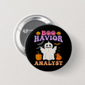 Retro Aba Therapeut Bcba Halloween Ghost Boo Havio Button (Vorne & Hinten)