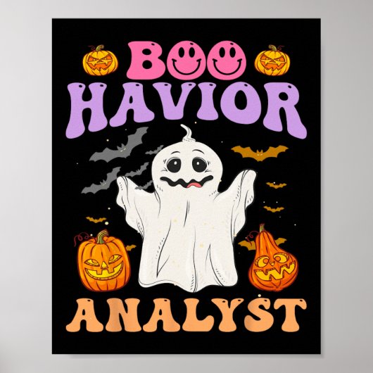 Retro Aba Therapeut Bcba Halloween Ghost Boo Havio Poster (Vorne)