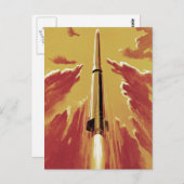 Retro-Abblendrakete Postkarte (Vorne/Hinten)