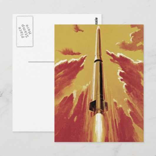Retro-Abblendrakete Postkarte (Vorne/Hinten)