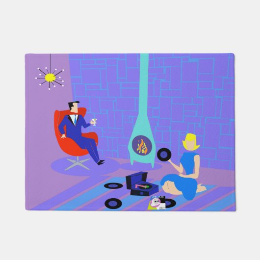 Retro-Abend an der Zuhause Door Mat Fußmatte (Vorderseite)