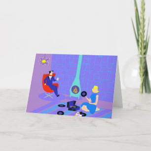 Retro-Abend auf der Zuhause-Grußkarte Karte