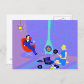 Retro-Abend auf Zuhause Postkarte (Vorne/Hinten)