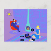 Retro-Abend auf Zuhause Postkarte (Vorderseite)