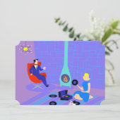 Retro-Abend bei Zuhause-Party Einladungen (Stehend Vorderseite)