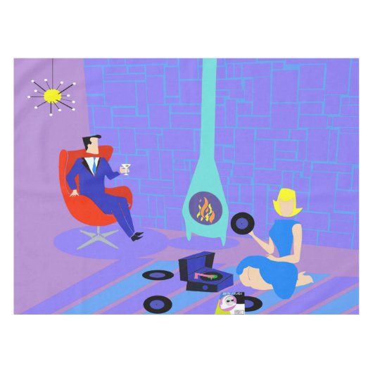 Retro-Abend bei Zuhause Tableclout Tischdecke (Vorderseite (Horizontal))