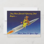 Retro Abends-Rocket-Schiffs-Reitpaar-Einladung Einladung (Vorderseite)